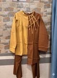  TBT1004 Bà Ba Cách Tân Vàng Nâu Họa Tiết Caro Vàng - Nữ 