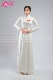  TAA0006 Áo Dài Nữ Phi Hoạ Tiết In Cờ Đỏ Sao Vàng  - Trắng 