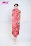  TNQ0416 Sườn Xám Tay Ngắn Dáng Dài - Đỏ 