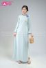  TAC0827 Áo Dài Nữ Cổ Tròn Vân Xanh 