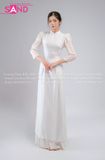  TAC0018 Áo Dài Nữ 4 Tà Tay Bồng Voan - Trắng 