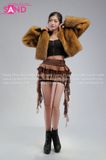 HAF1002 Áo Khoác Lông Crop - Nâu Đậm 