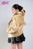  OUTFIT PHỐI SẴN (HAD0303 Áo Khoác Da Vàng Đồng phối HVV0101 Váy Xếp Li 2 Tầng Khoen Màu Đen) 