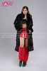  Outfit Phối Sẵn - (HAF0104 Áo Lông Form Dài Đen phối HAQ0101 Áo Quây 2 Dây Da Bóng Đen - HVV0402 Váy Da Xếp Li Ngắn Đỏ Đô) 