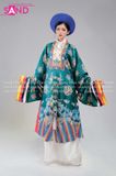  TCB0904 Nhật Bình Cổ Phục Việt Màu Xanh Lá - Mẫu Phối Thường Trắng 