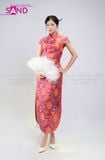  TNQ0416 Sườn Xám Tay Ngắn Dáng Dài - Đỏ 