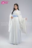  Trang Phục Cổ Trang Hoạ Tiết Thêu Vai Đai Xanh Nữ - Trắng 