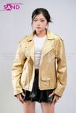  OUTFIT PHỐI SẴN (HAD0303 Áo Khoác Da Vàng Đồng phối HVV0101 Váy Xếp Li 2 Tầng Khoen Màu Đen) 