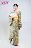  TNN0901 Áo Kimono Trễ Vai Hoạ Tiết - Xanh 