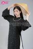  TAC0102 Áo Dài Nữ Cách Tân Hoạ Tiết Thêu Kim Sa 4 Tà - Đen 