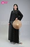  TAC0102 Áo Dài Nữ Cách Tân Hoạ Tiết Thêu Kim Sa 4 Tà - Đen 