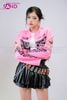  OUTFIT PHỐI SẴN (HAK0506 Áo Khoác Thun Dài Tay Croptop Biker Hồng phối HVV0101 Váy Xếp Li 2 Tầng Khoen Màu Đen ) 