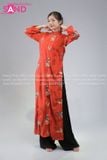  TAC0441  Áo Dài Nữ Cách Tân 4 Tà Voan Thêu - Đỏ 