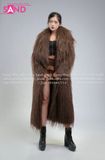  Outfit Phối Sẵn (HAF1003 Áo Khoác Lông Form Dài Nâu phối Áo Croptop - PDB1001 Đai Thắt Lưng Tầng Nâu Tua Rua) 