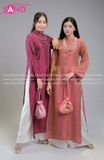  TAC1505 Áo Dài Tằm Óng 2 Tà - Hồng 