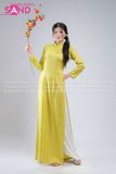  TAC0936 Áo Dài Nữ Gấm Hoa Hồng - Xanh Bơ 