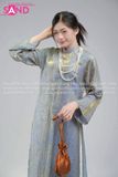  TAC0825 Áo Dài Tằm Óng 2 Tà - Xanh Dương 