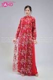  TAC0438 Áo Dài Nữ Cách Tân Hoạ Tiết Thêu Kim Sa Đính Đá 4 Tà - Đỏ 