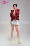  Outfit Phối Sẵn (HAM0407 Áo Khoác Kim Sa Tua Rua Đỏ Nam phối HVQ0202 Váy Xếp Li Bạc 2 Tầng Khoen) 