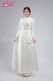 TAA0007 Áo Dài Nữ 4 Tà Cổ 3 Phân - Trắng 