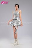  Outfit Phối Sẵn - ( HVX0201 Váy Xếp Li Bạc 2 Tầng Khoen phối HAM0202 Áo Croptop Kim Sa Ánh Kim Bạc Không Tay Tua Tua) 