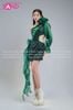  HVK0901 Váy Lệch Vai Tua Rua Ánh Kim Xanh Lá 
