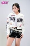  OUTFIT PHỐI SẴN (HAK0003 Áo Khoác Thun Dài Tay Croptop Biker - Trắng phối HQA0102 Quần Short Da Bóng Ôm Body) 