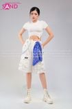  Outfit Phối Sẵn (Áo Crop Móc Trắng phối HST0008 Quần Short Ống Rộng Túi Hộp - Trắng) 