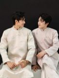  TAD1502 Áo Dài Nam Ánh Vân Nền Hồng 