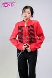  OUTFIT PHỐI SẴN (HAK0403 Áo Khoác Đỏ Dài Tay Gài Nút Cổ Đứng Kiểu Pháp phối HQD0105 Quần Tây Đen Nữ) 