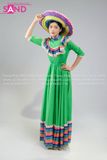  TDN0914 Trang Phục Hoá Trang Váy Truyền Thống Mexico - Xanh Lá 