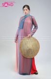  TAC0933 Áo Dài Voan Nhiều Lớp Trắng - Hồng Xanh 