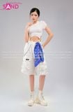 Outfit Phối Sẵn (Áo Crop Móc Trắng phối HST0008 Quần Short Ống Rộng Túi Hộp - Trắng) 