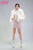 Outfit Phối Sẵn (HAF0003 Áo Khoác Lông Form Croptop Trắng phối HVK0502 Váy Kim Sa Hồng Nhạt) 