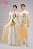  TAC0323 Áo Dài Cách Tân Tay Bồng Hoạ Tiết Cờ Đỏ Loang - Nữ 