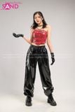  Outfit Phối Sẵn - (HQA0103 Quần Jogger Da Bóng - Đen phối HAD0401 Áo Ống Da Croptop Phối Khoen Đỏ) 