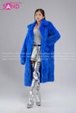  Outfit Phối Sẵn - (HAF0803 Áo Lông Form Dài Xanh Dương phối HAM0201 Áo Croptop Kim Sa Bạc Cổ Chữ U Hở Lưng - HVQ0202 Váy Xếp Li Bạc 2 Tầng Khoen ) 