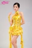  HBH0301 Set Áo Váy Tua Rua Vàng Kèm Bao Tay 