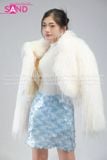  Outfit Phối Sẵn (HAF0003 Áo Khoác Lông Form Croptop Trắng phối HVK0801 Váy Kim Sa Xanh Da Trời) 