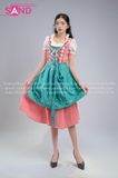  TND0904 Đầm Lễ Hội Bia Đức Nữ Caro Xanh Lá Đậm 