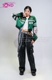  OUTFIT PHỐI SẴN (HAK0902 Áo Khoác Thun Khóa Kéo Croptop Biker - Xanh Lá phối HQA0106 Quần Da Suông Túi Hộp Nam - Đen) 