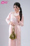  TAC1509  Áo Dài Nữ Gấm Hoa Hồng - Hồng Nhạt 