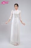  TAC0018 Áo Dài Nữ 4 Tà Tay Bồng Voan - Trắng 