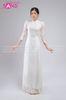  TAC0018 Áo Dài Nữ 4 Tà Tay Bồng Voan - Trắng 