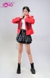  OUTFIT PHỐI SẴN (HAK0403 Áo Khoác Đỏ Dài Tay Gài Nút Cổ Đứng Kiểu Pháp phối ) 