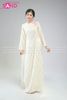 TAC1116 Áo Dài Nữ Vân Cổ Tròn - Kem 