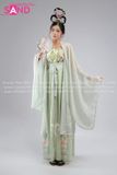  TNQ0902 Hán Phục Hóa Trang Hằng Nga Hoạ Tiết In Hoa - Xanh Lá 