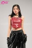  Outfit Phối Sẵn - (HQA0103 Quần Jogger Da Bóng - Đen phối HAD0401 Áo Ống Da Croptop Phối Khoen Đỏ) 