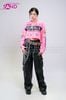  OUTFIT PHỐI SẴN (HAK0506 Áo Khoác Thun Dài Tay Croptop Biker Hồng phối HQA0106 Quần Da Suông Túi Hộp Nam - Đen) 