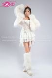  Outfit Phối Sẵn - (HAF0003 Áo Khoác Lông Form Croptop Trắng phối HAQ0001 Áo 2 Dây Cúp Ngực Tua Rua Trắng - HVQ0003 Quần Váy Ngắn Xóe 2 Tầng Freesize - Trắng ) 